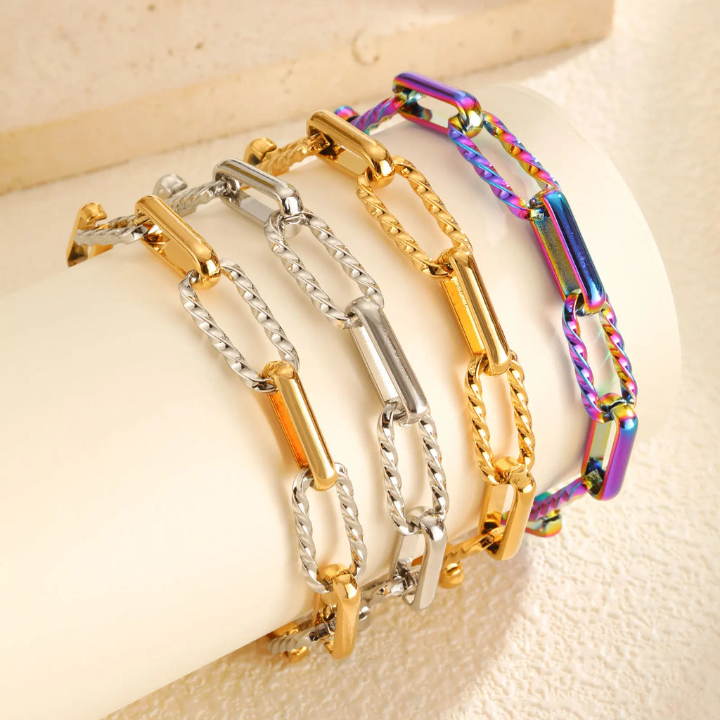 Two Tone Twist Paperclip Bracelet