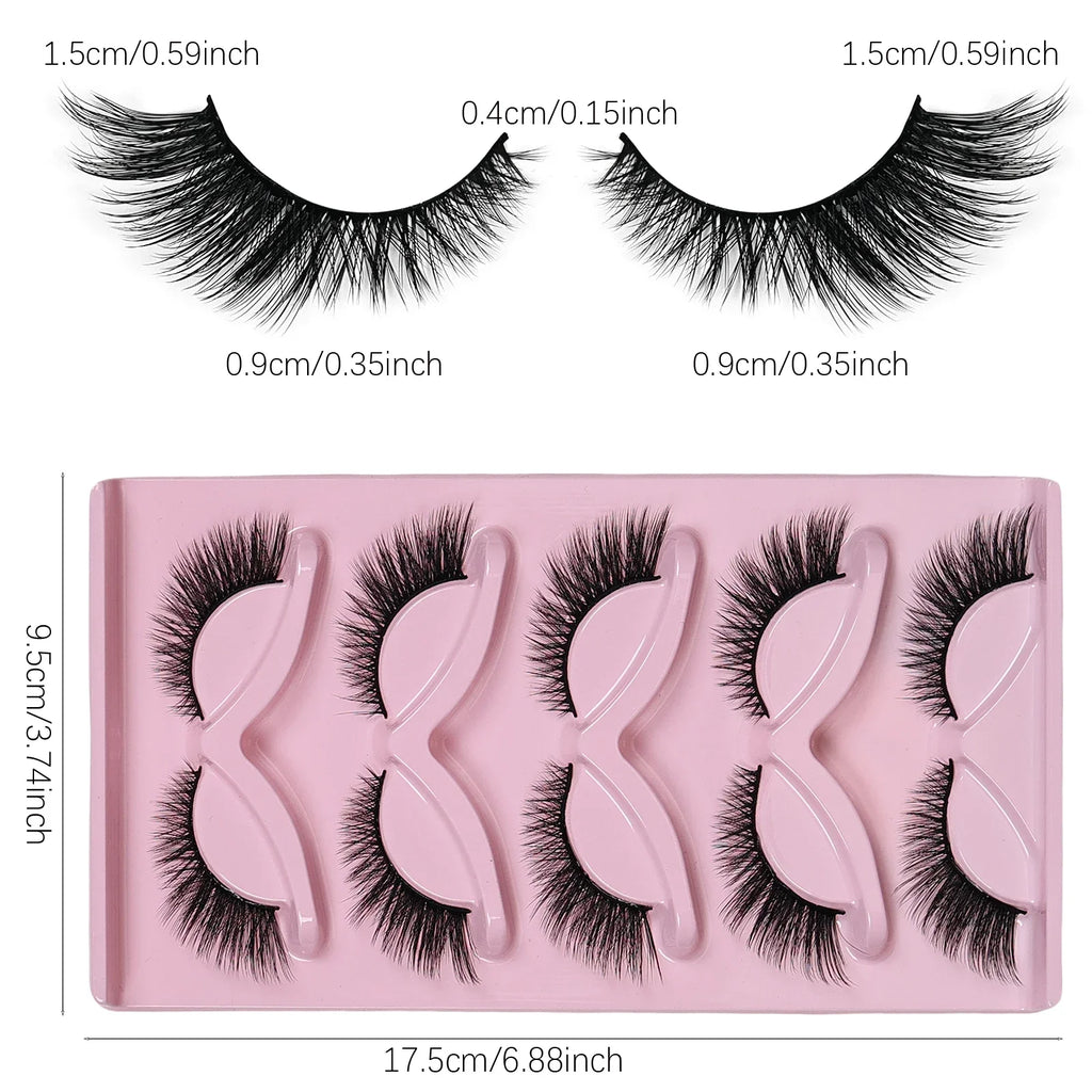 5 Pairs Cat Eye Lashes Wispy Fake Lashes | Fluffy Winged False Eyelashes