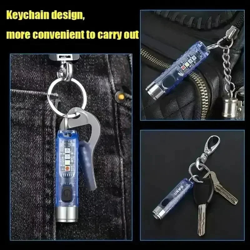 Mini Keychain Flashlight Type-C Fast Charging Waterproof Torch Lamp | IP66, Compact EDC LED Light