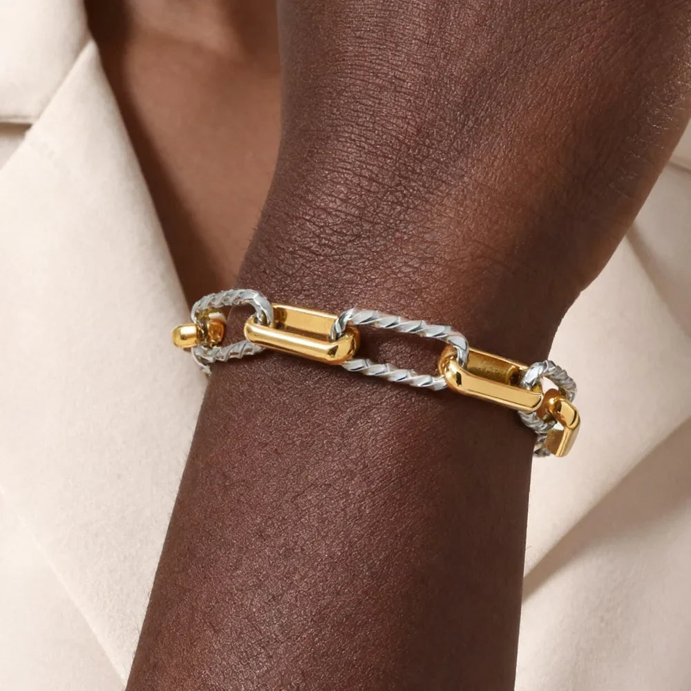 Two Tone Twist Paperclip Bracelet