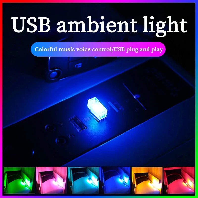 Car USB LED Atmosphere Light | Music Sync Sound Control Car