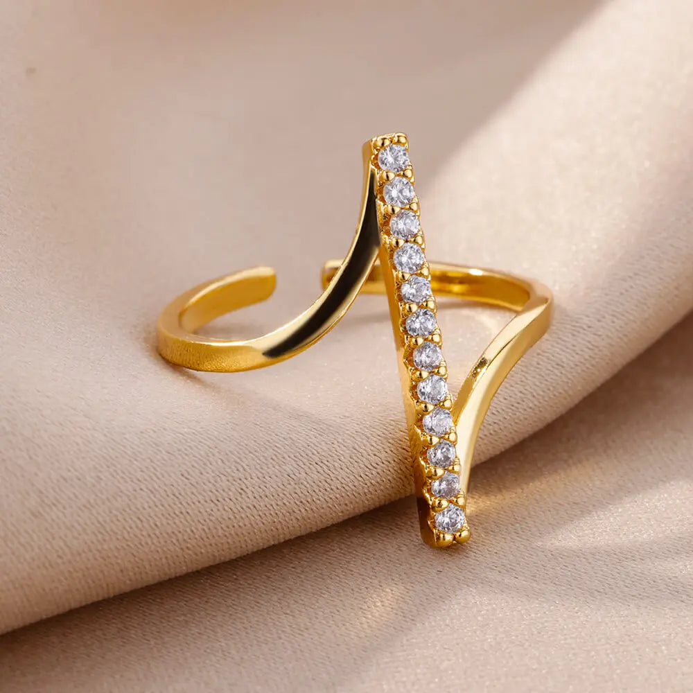 Zircon Geometric Open Ring II