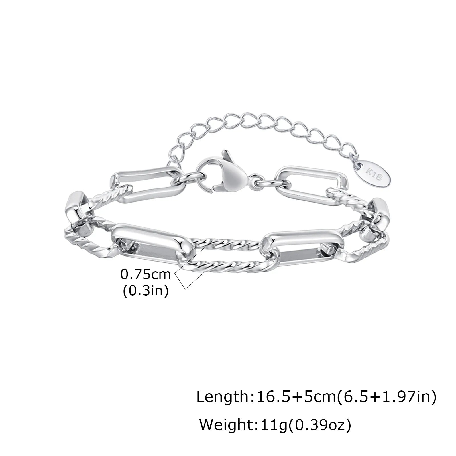 Two Tone Twist Paperclip Bracelet