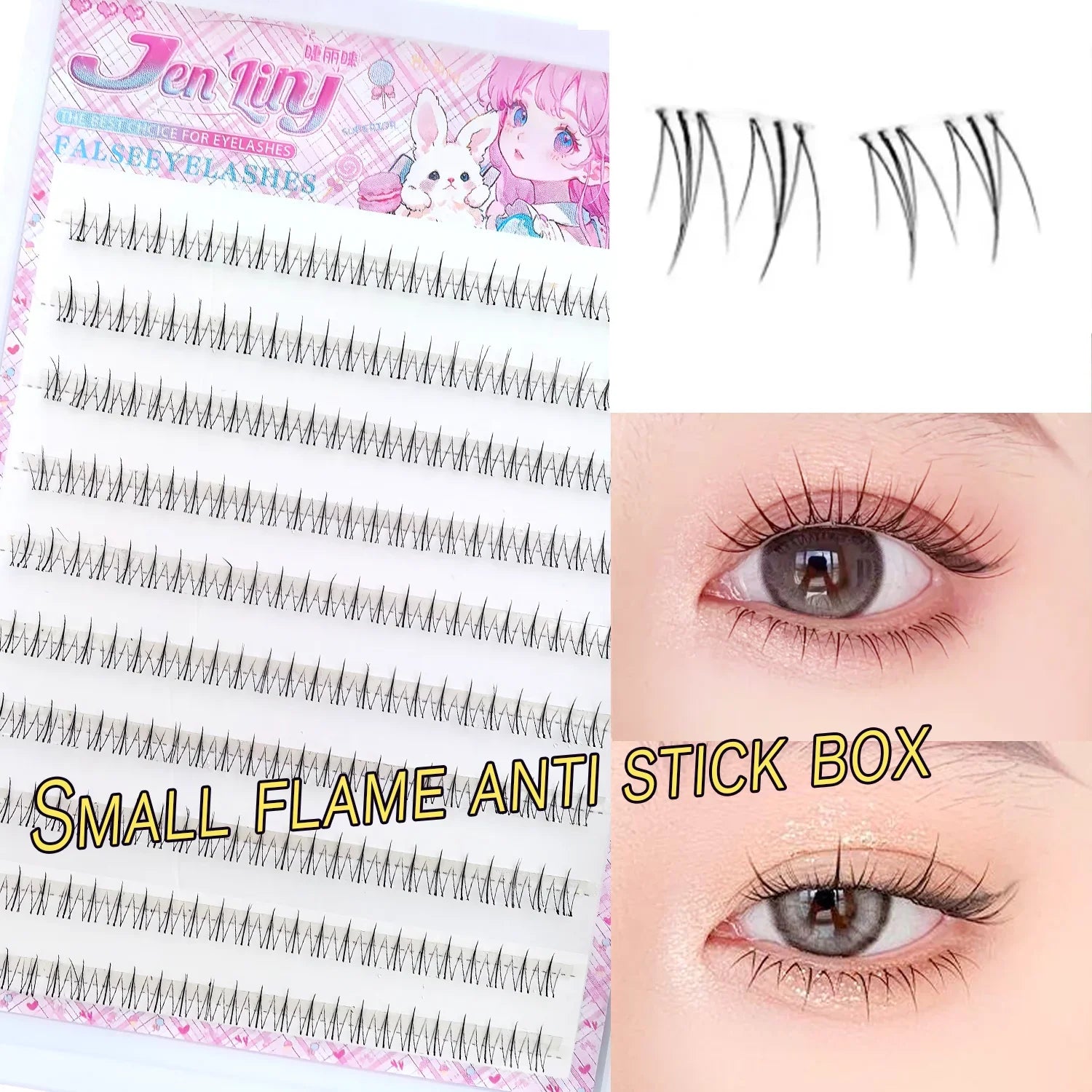 Natural Look Small Flame Lower Eyelashes | Glue-Free Easy Application Beginner Friendly Soft Comfortable Reusable Fake Eyelashes