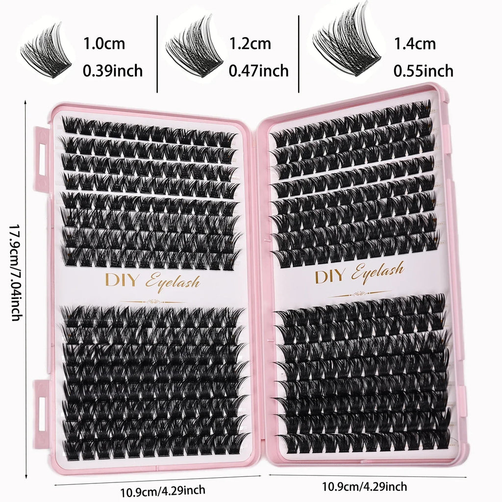 384pcs Cluster Lashes Mixed Tray | DIY Natural Look Eyelash Extension