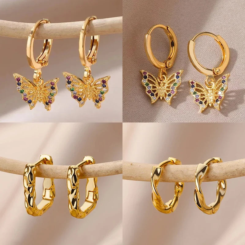 Zircon Butterfly Stud Earrings