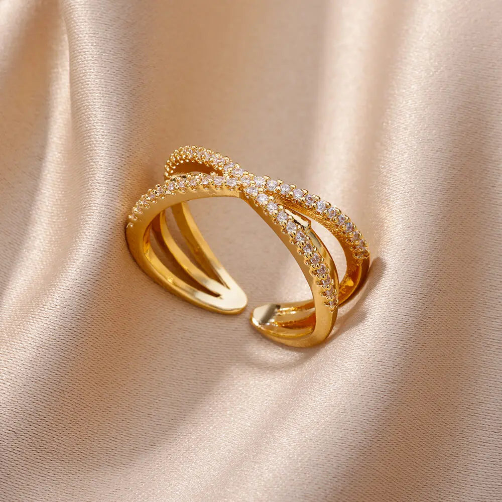 Zircon Cross Open Ring