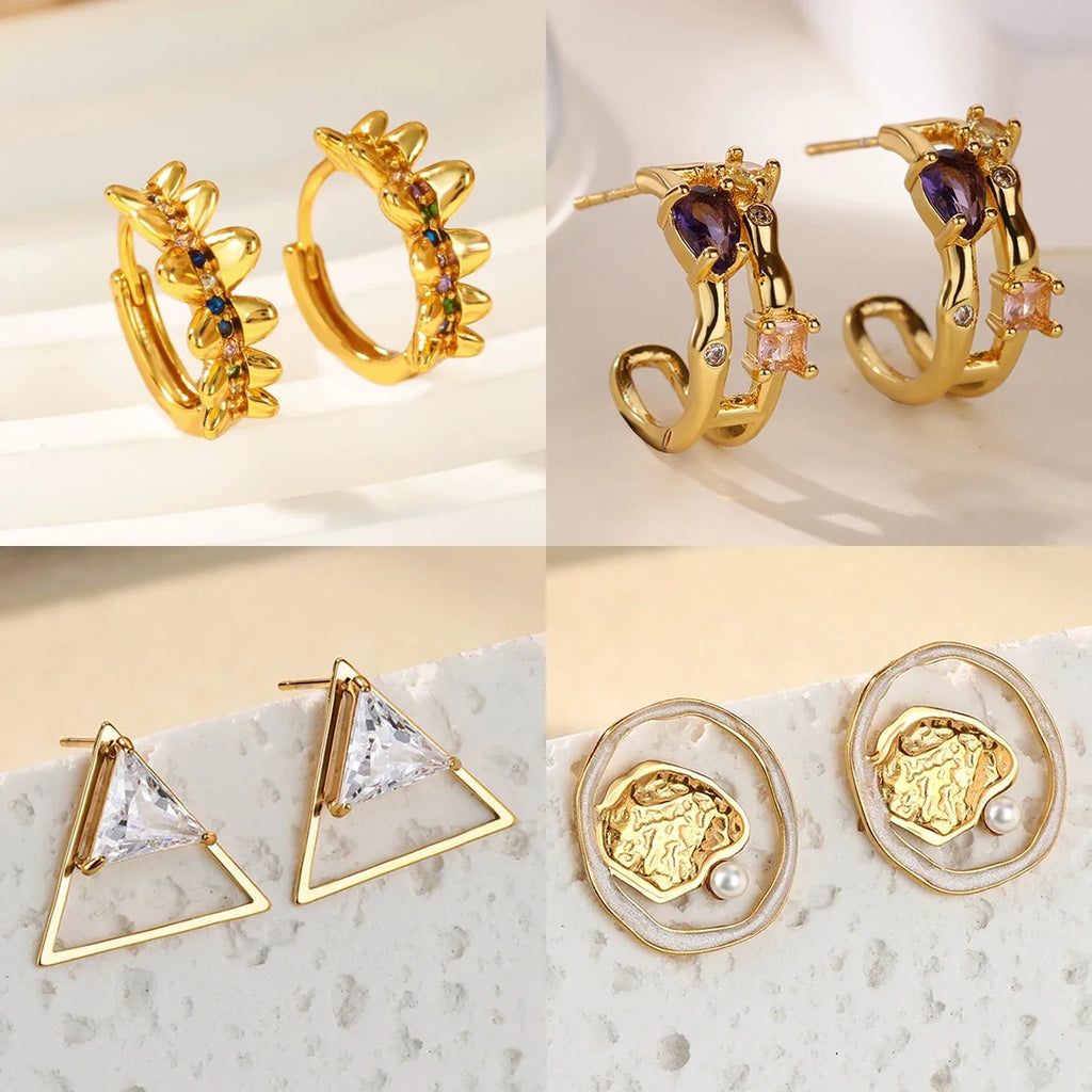 Zircon Geometric Hoop Earrings
