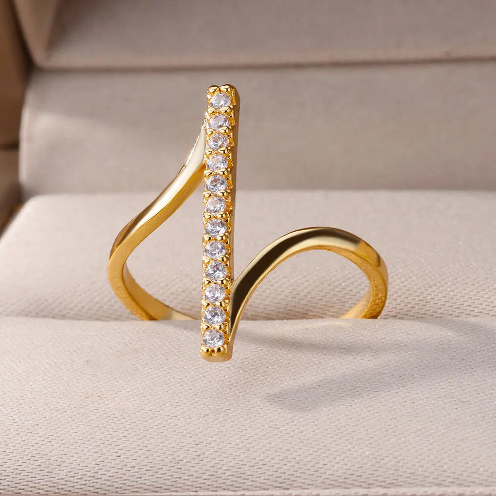 Zircon Geometric Open Ring II