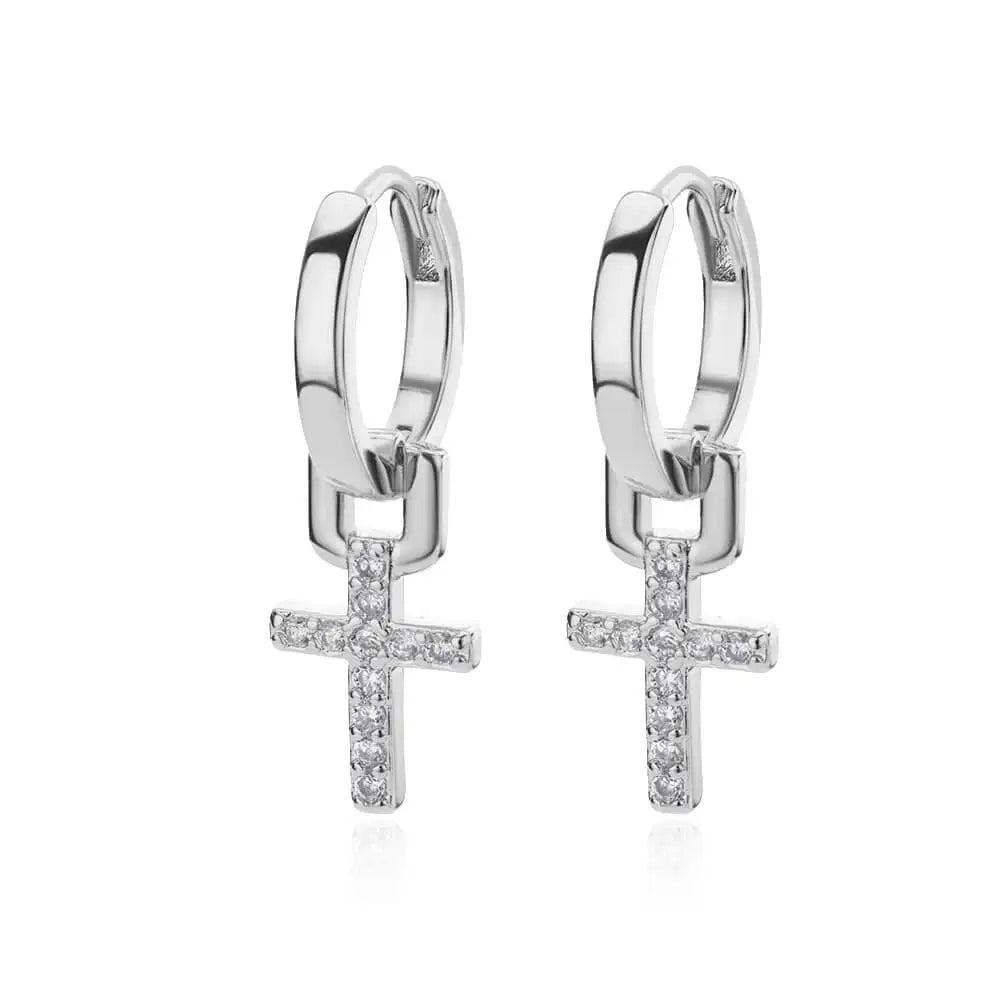 Zircon Cross Dangle Earrings