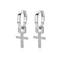 Zircon Cross Dangle Earrings