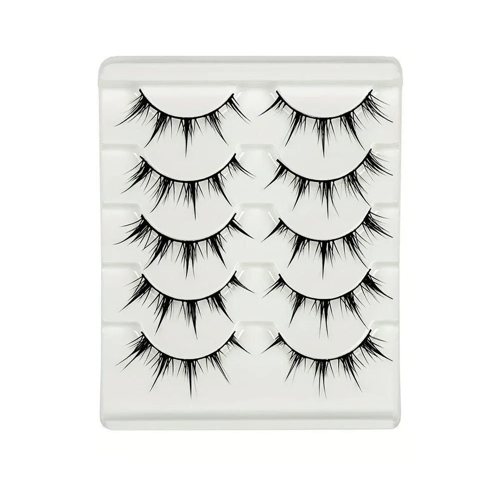 Anime-Inspired False Eyelashes | 5 Pairs Cartoon Eye Faux Lashes for Dramatic Demon Style