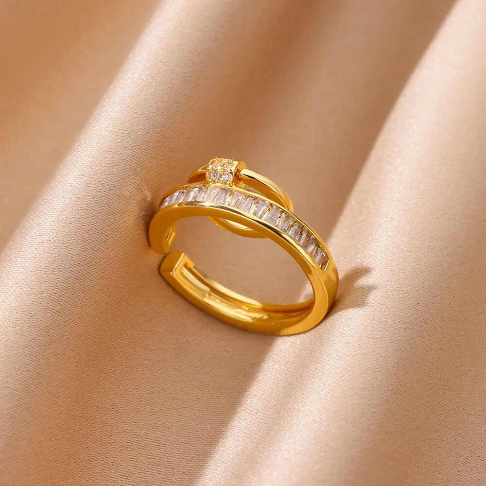Zircon Geometric Open Ring