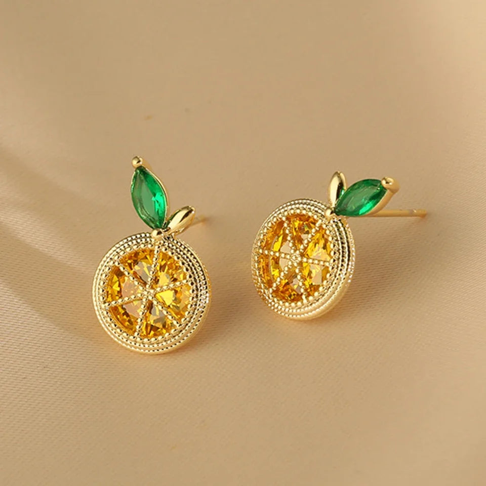 Orange Lemon Fruit Stud Earrings