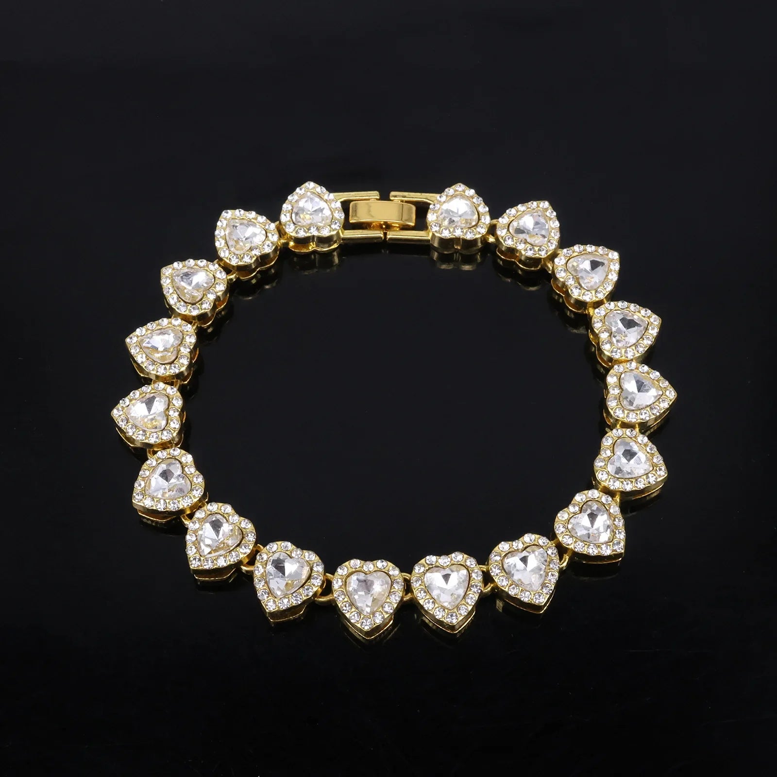 Heart Rhinestone Tennis Chain Set