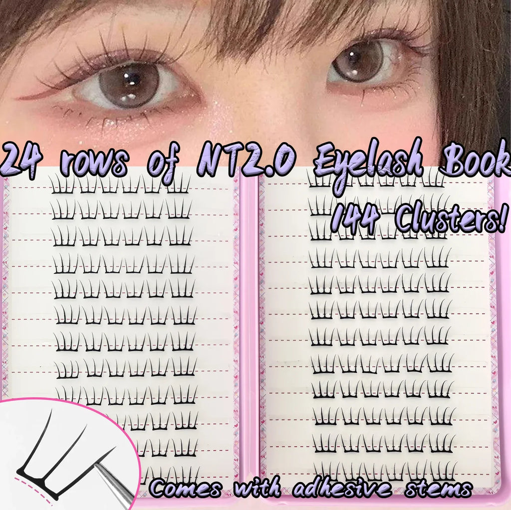 Self Adhesive False Eyelashes No Glue Needed | K-pop 2.0 Style Natural Long Cluster Lashes