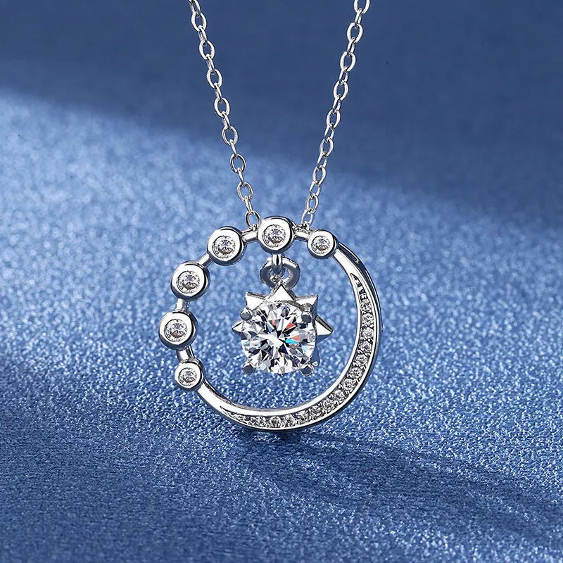 Sterling Silver Necklace Pendant Shining Zircon