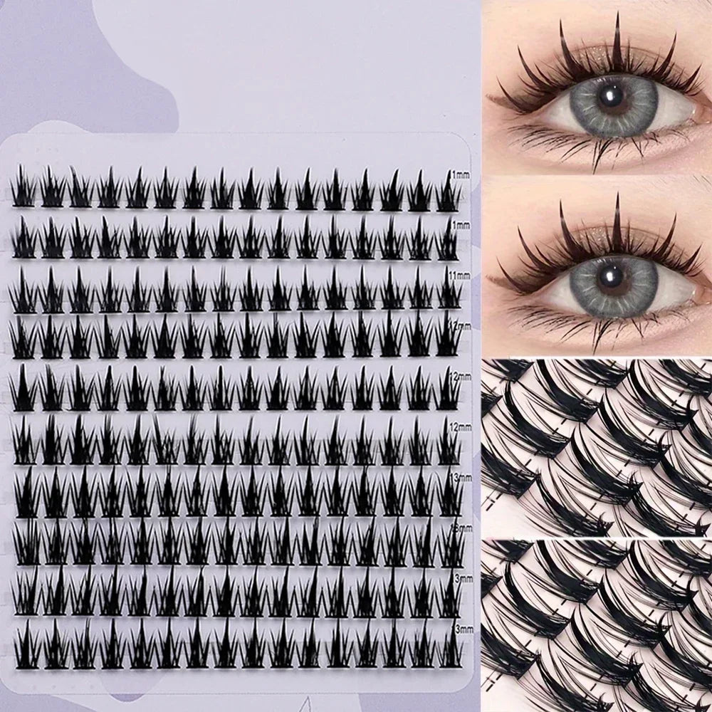 Wheat-Ear Shape Fake Eyelashes Fine Stem Eyelash Extension Thick Segmented Clusters Comic Eyelashes