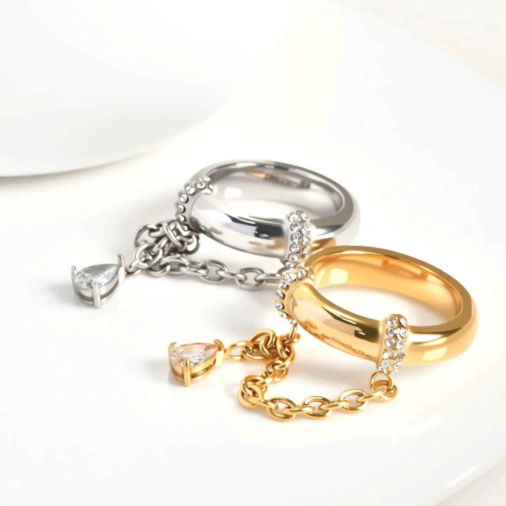 Tassel Drop Zircon Ring