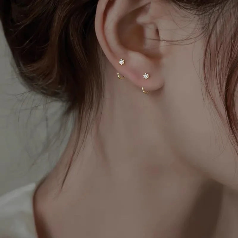 Elegent Minimalist Zircon Stud Earrings for Teens