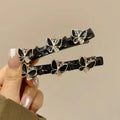 2pcs Korean Rhinestone Braided Hair Clip for Woman Temperament Duckbill