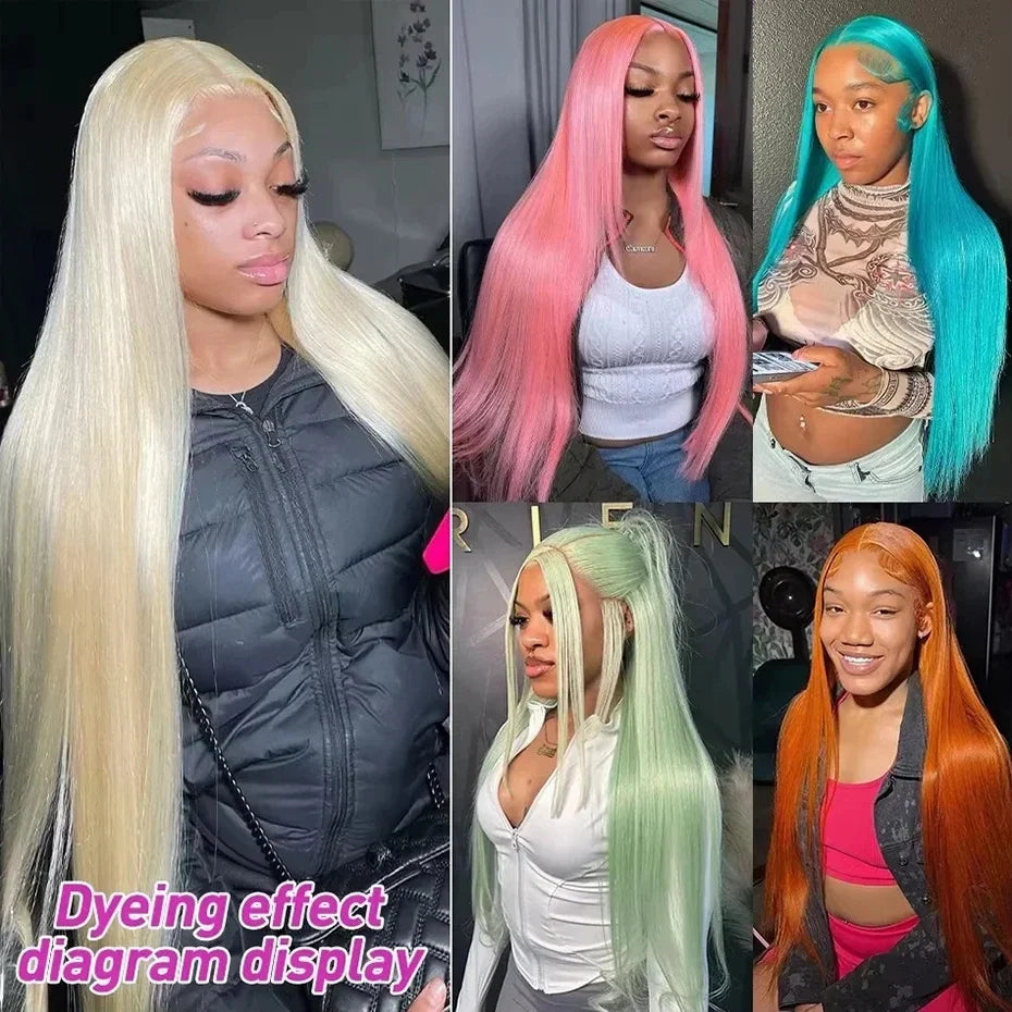 40Inch Straight Blonde 613 Blonde Human Hair Lace Frontal Wig 13x6 Transparent Blonde Lace Front Wigs Pre Plucked Human Hair Wig