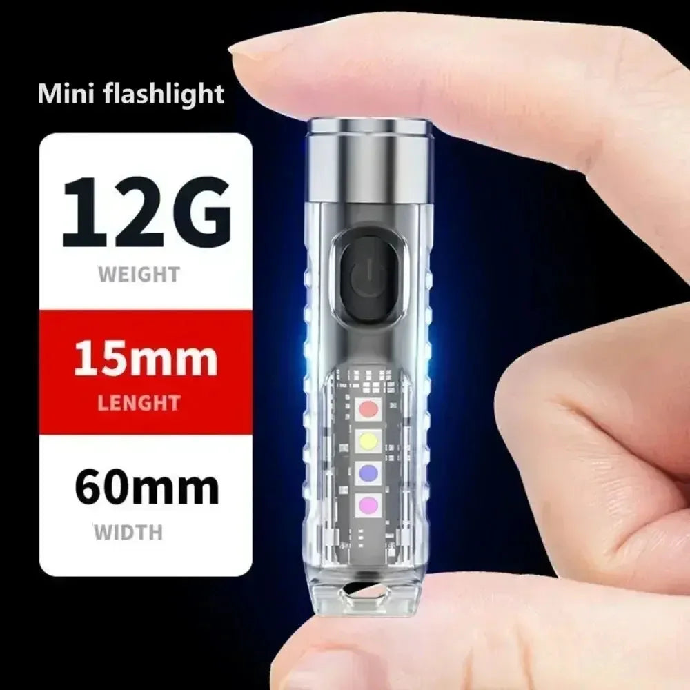 Mini Keychain Flashlight Type-C Fast Charging Waterproof Torch Lamp | IP66, Compact EDC LED Light