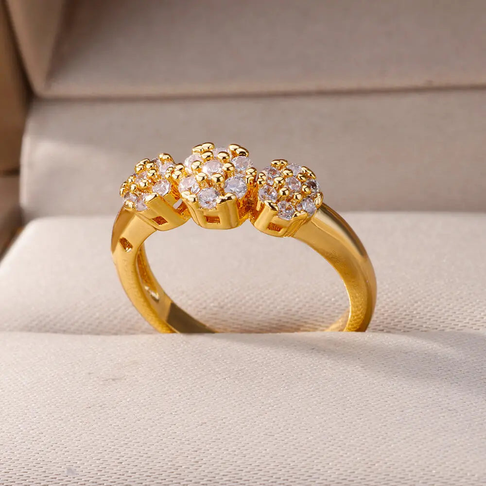 Zircon Flower Open Ring
