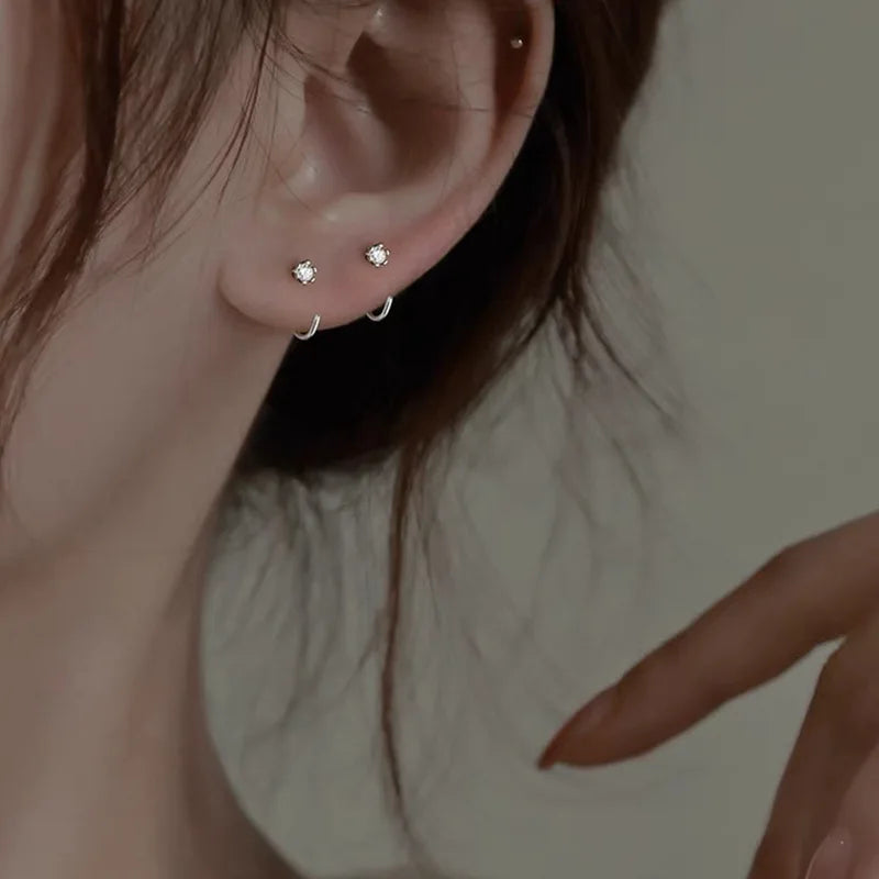 Elegent Minimalist Zircon Stud Earrings for Teens
