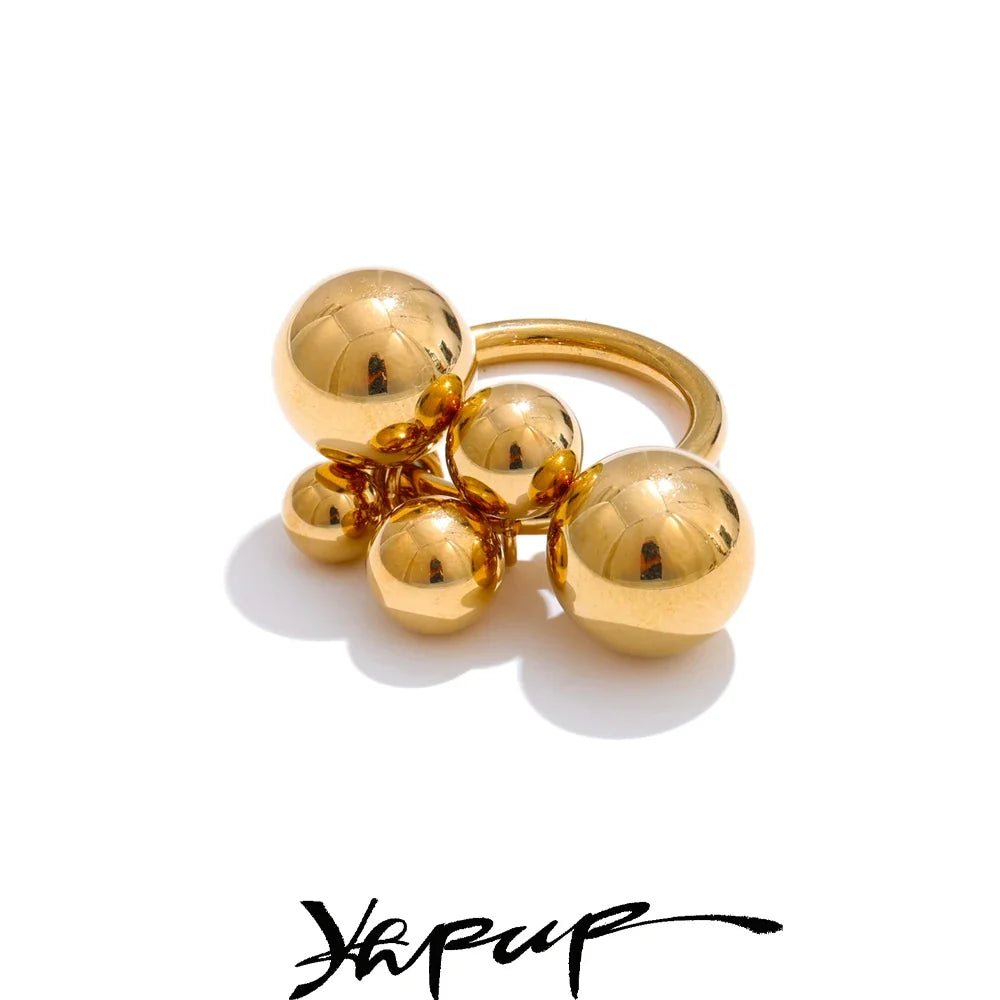 Stainless Steel Beads Ball Ring