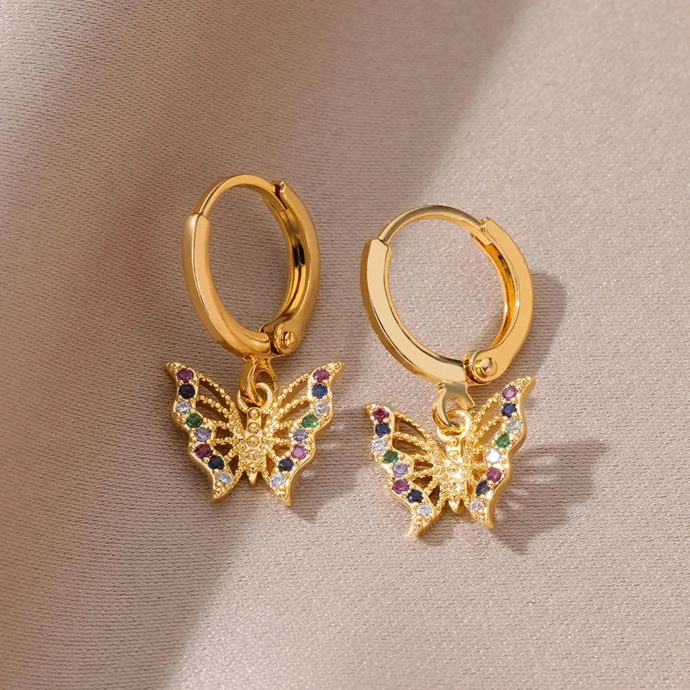 Zircon Butterfly Stud Earrings