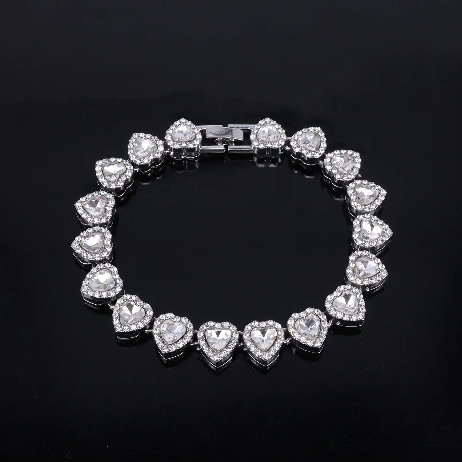 Heart Rhinestone Tennis Chain Set