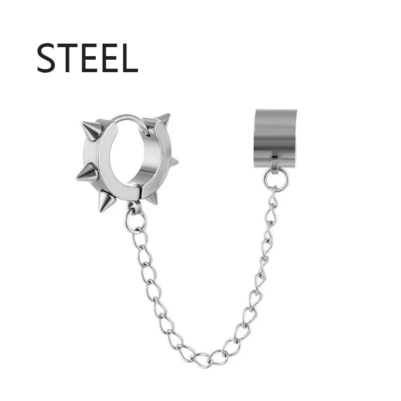 Punk Cross Tassel Earrings | Gothic Hip Hop Chain Stud Earrings