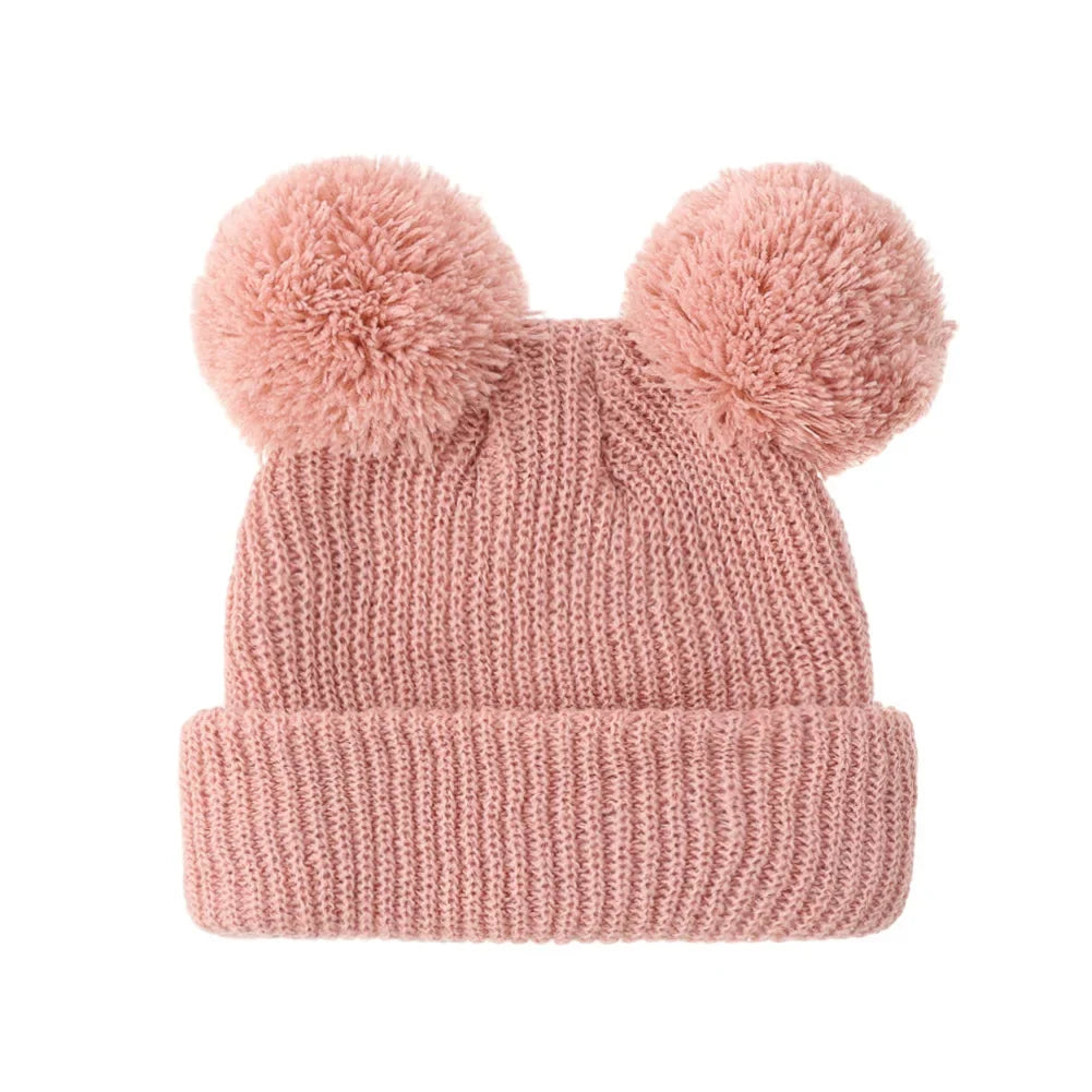 0-12M Solid Knitted Cute Pom Pom Cap | Newborn Baby Turban Hat