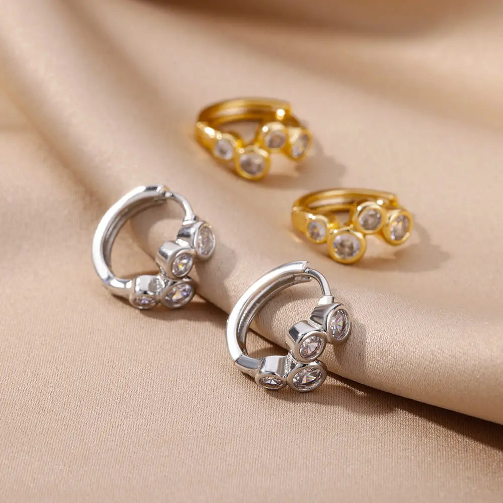 Zircon Hoop Piercing Earrings