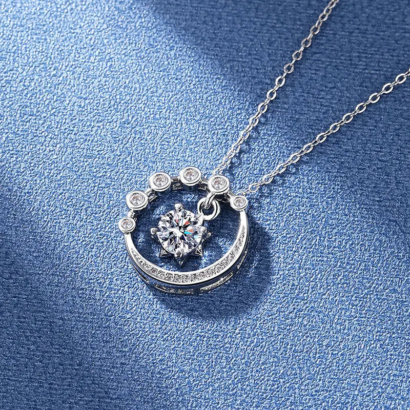 Sterling Silver Necklace Pendant Shining Zircon