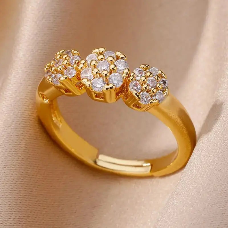 Zircon Flower Open Ring