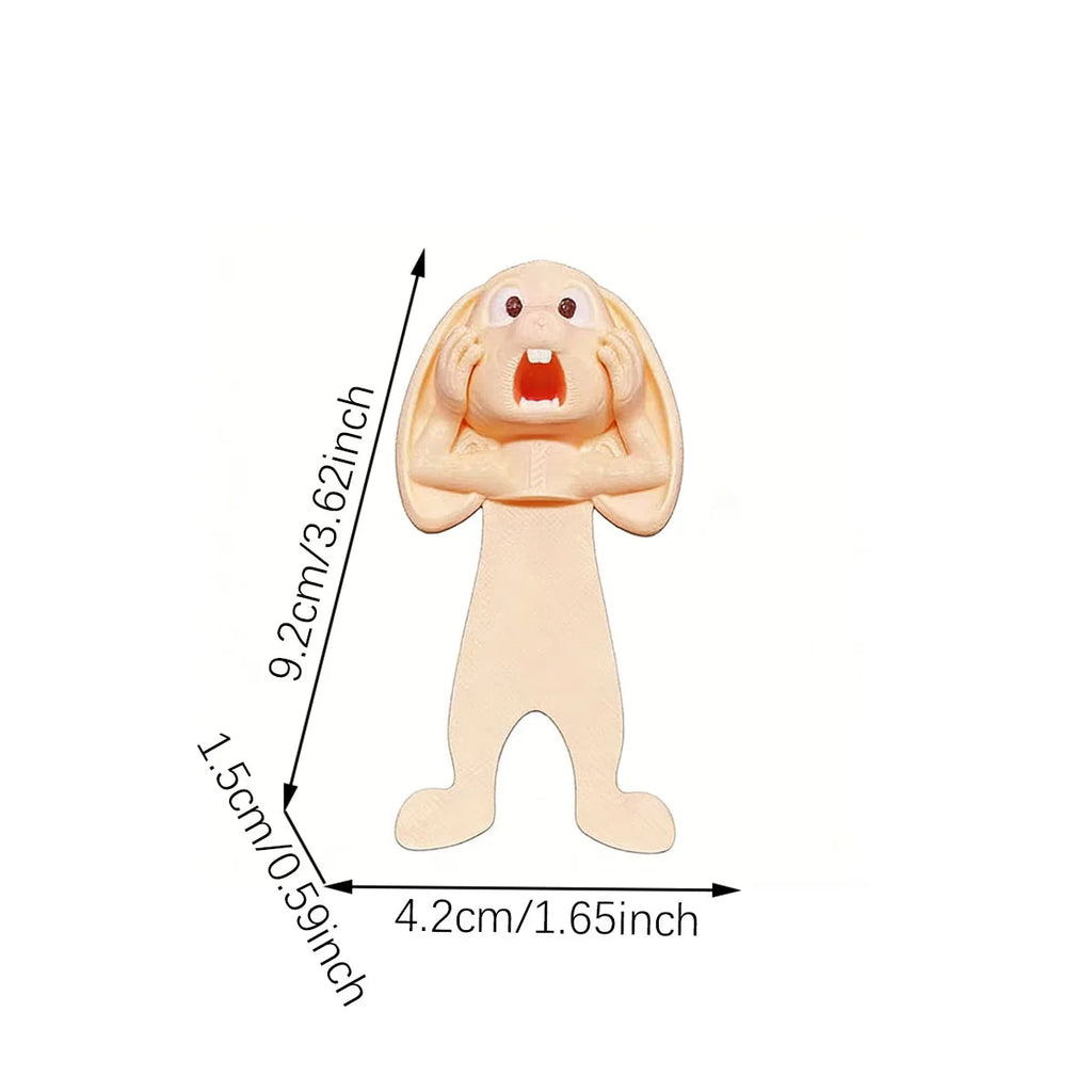 Funny Screaming Rabbit 3D Bookmark Animal Page Clip Anti-Page-Falling Reading Marker Clip