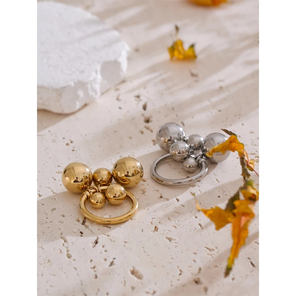 Stainless Steel Beads Ball Ring