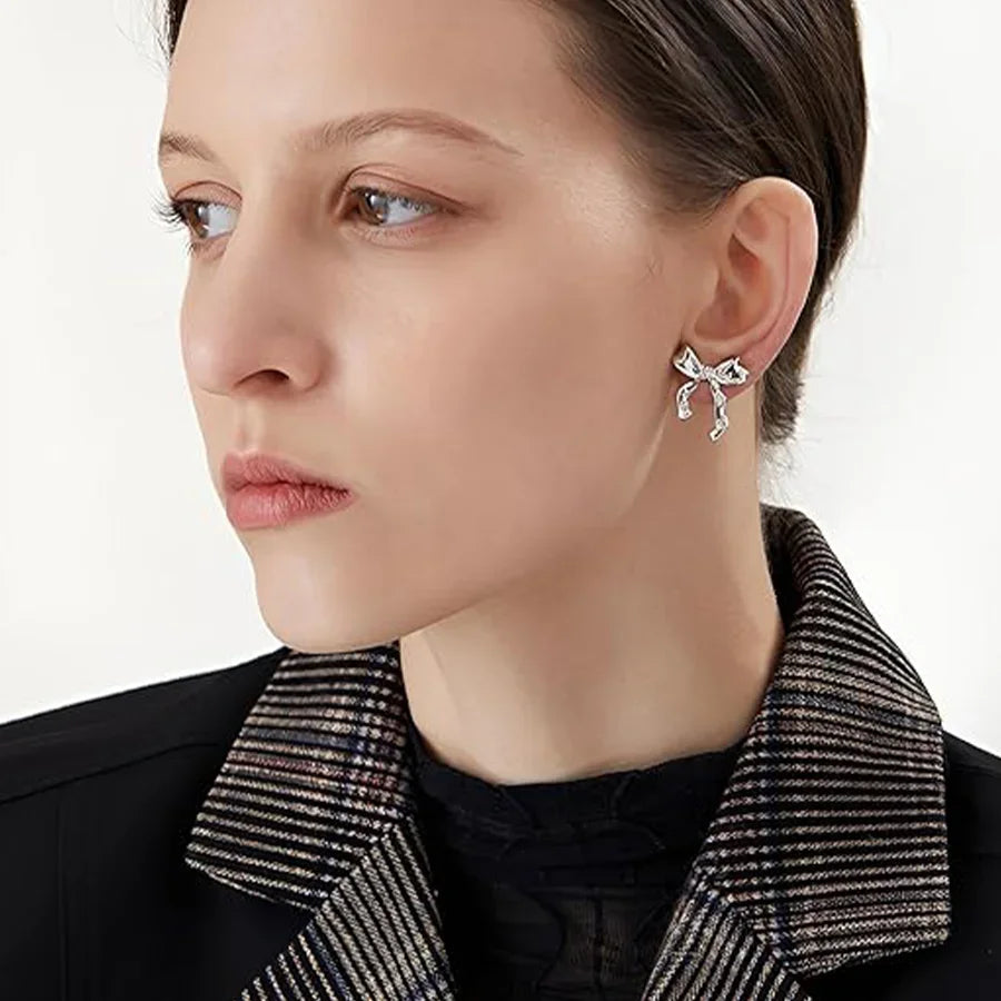 Vintage Bowknot Gold Stud Earrings