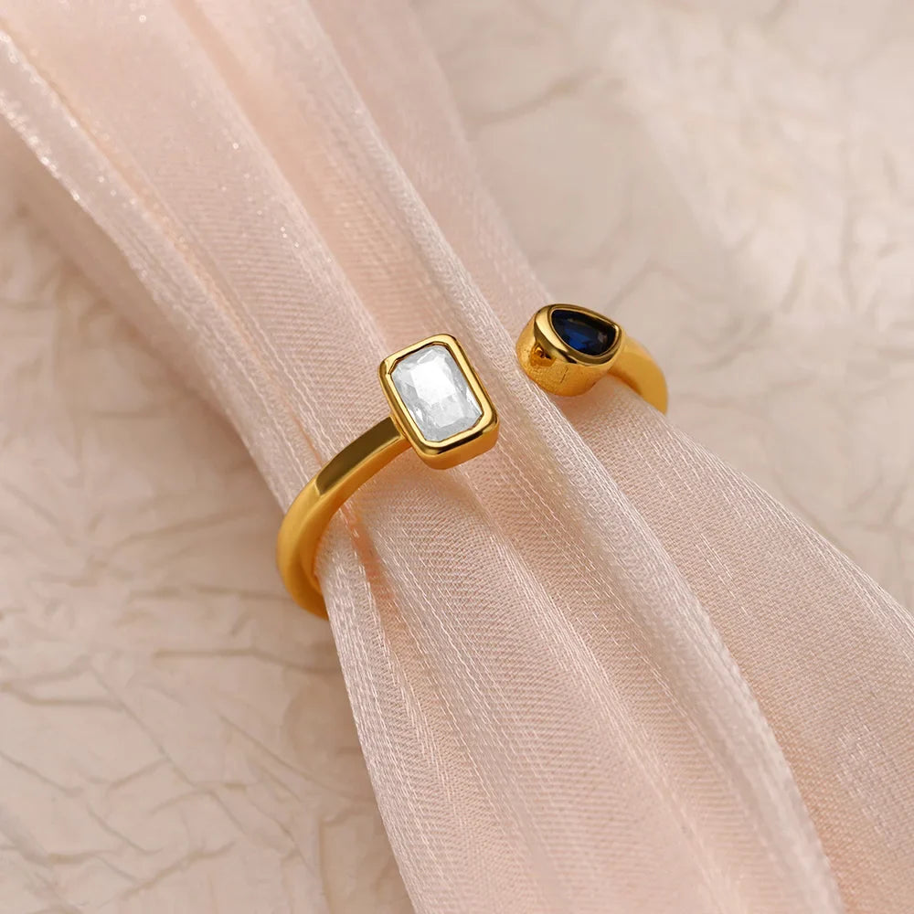 Zircon Square Drop Ring