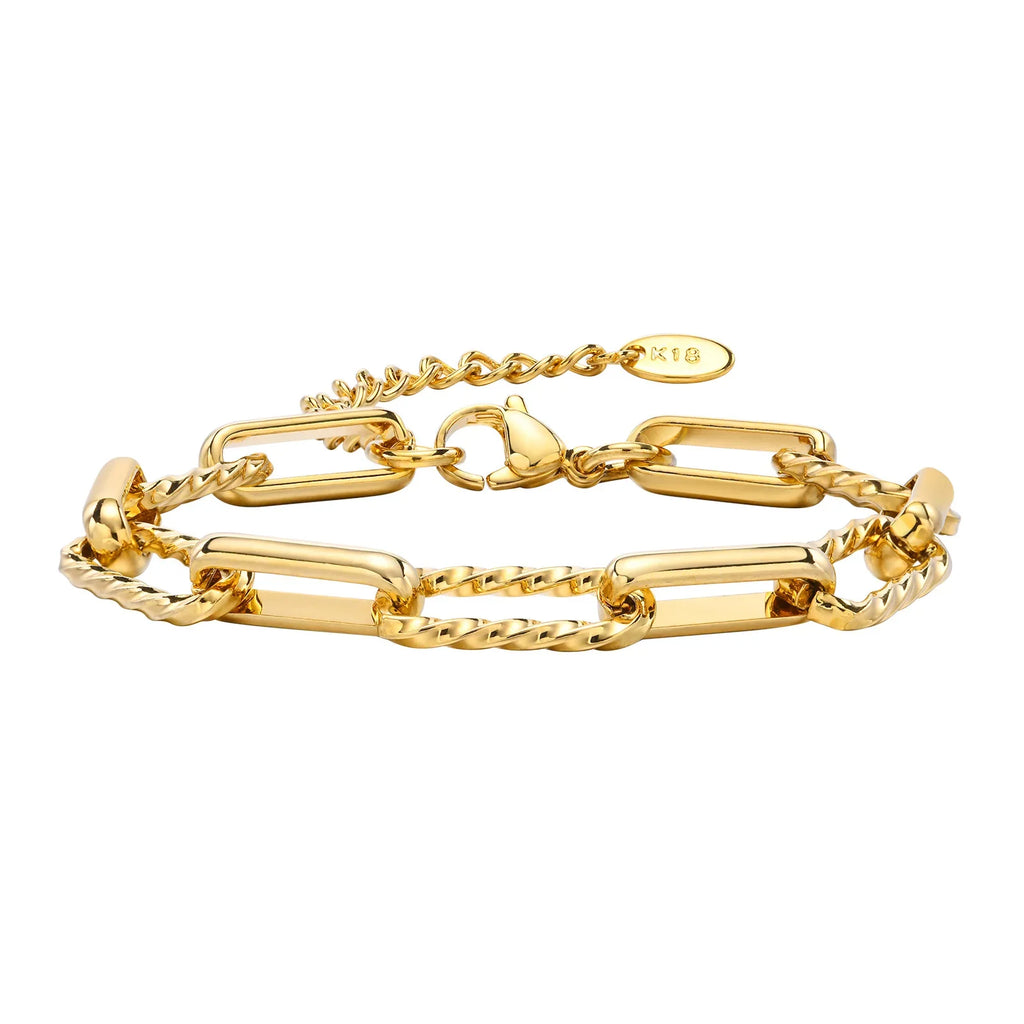 18K Gold Twist Paperclip Bracelet