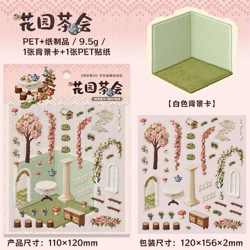 3D Scenery Landscape Stickers | Spring DIY Decals for Junk Journaling