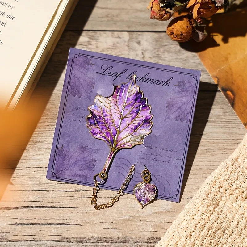 Vintage Leaf Bookmark Metal Pendant Reading Accessory Gift