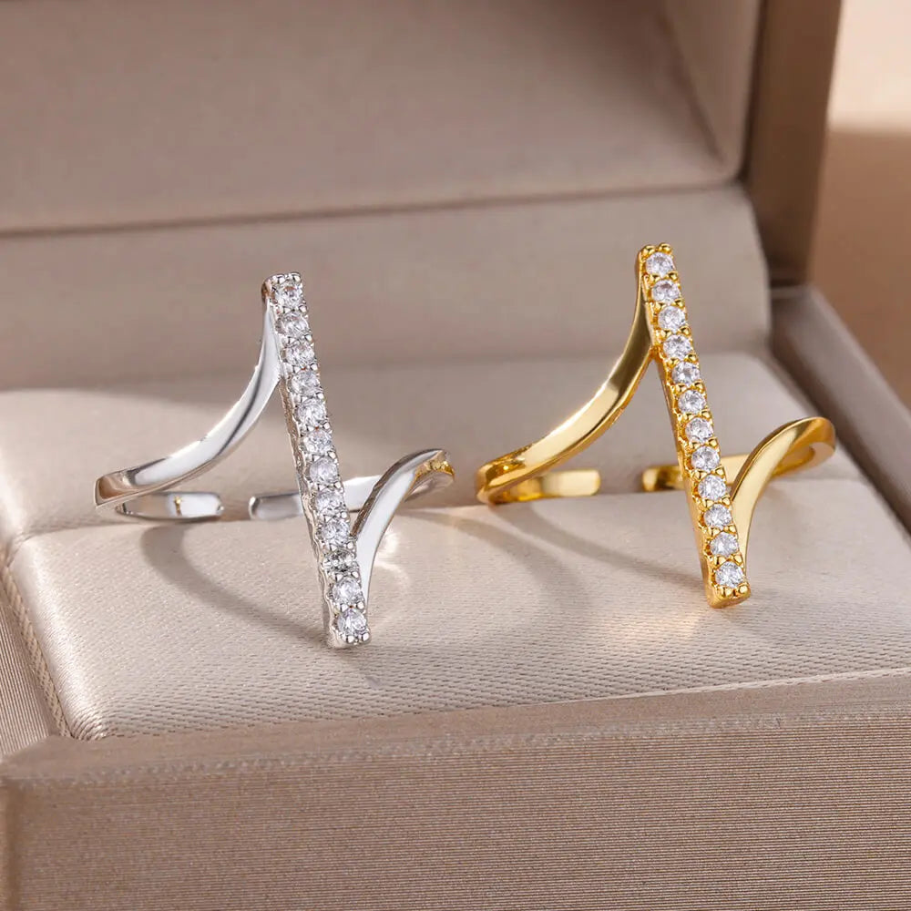 Zircon Geometric Open Ring II