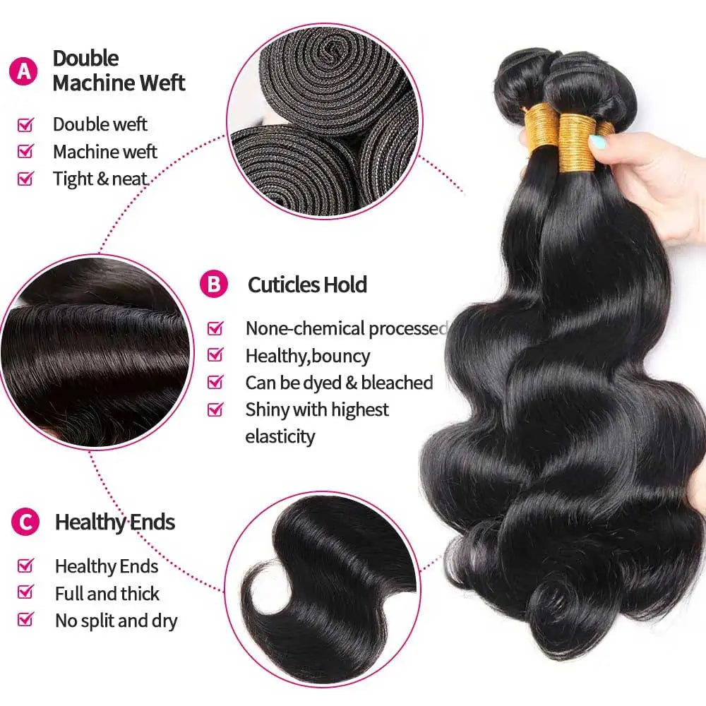 30 40 Inch Body Wave 1 3 4 Bundles Brazilian Remy Virgin Human Hair Wavy Double Bundles Weave Extensions