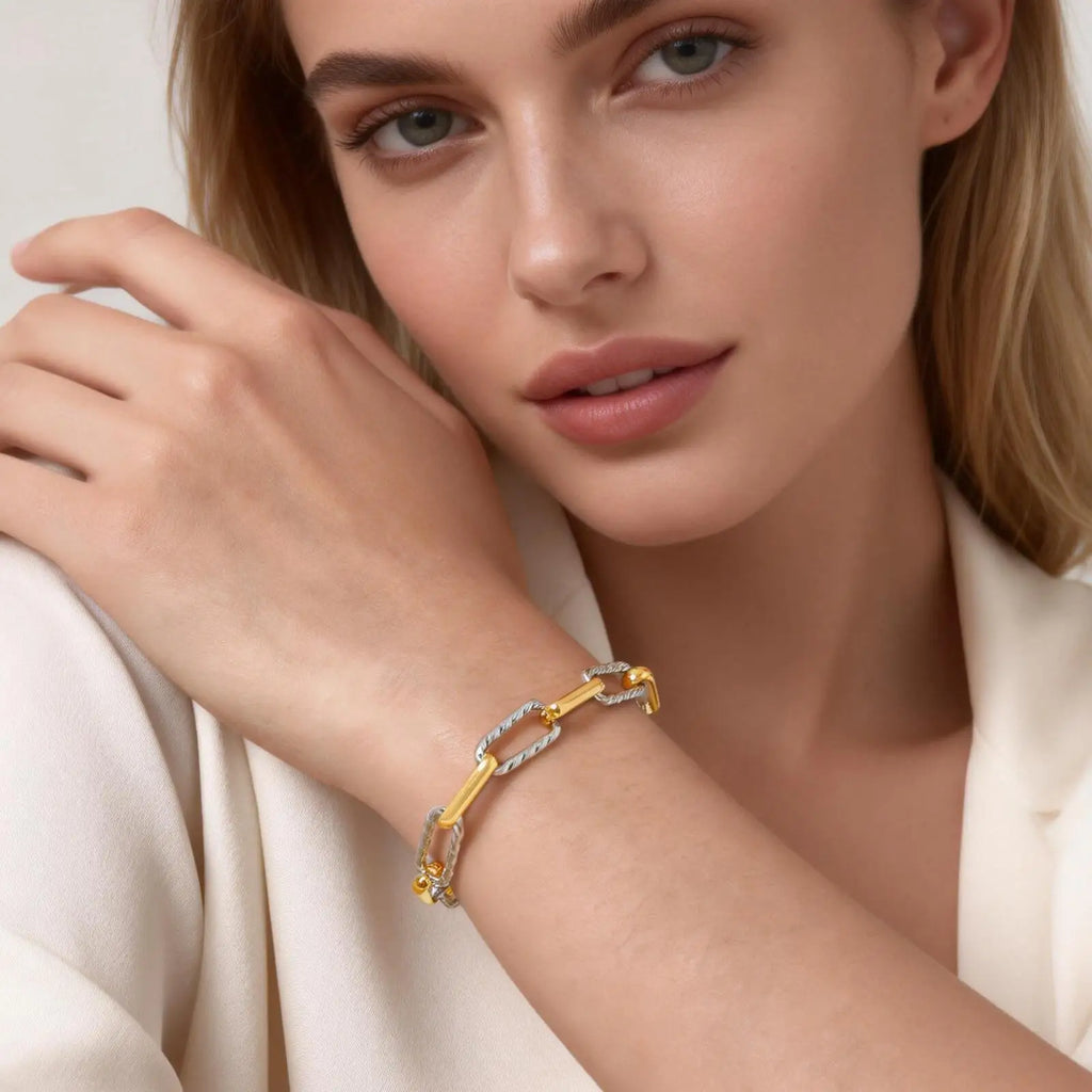 Two Tone Twist Paperclip Bracelet