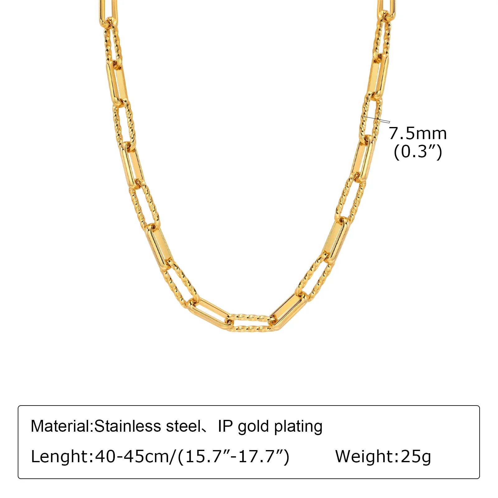 18K Gold Twist Paperclip Bracelet