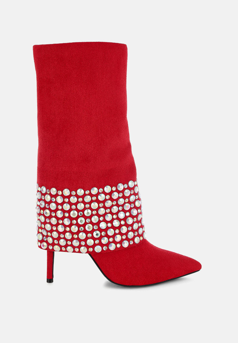 BASSO Party Diamante Studded Stiletto Boots
