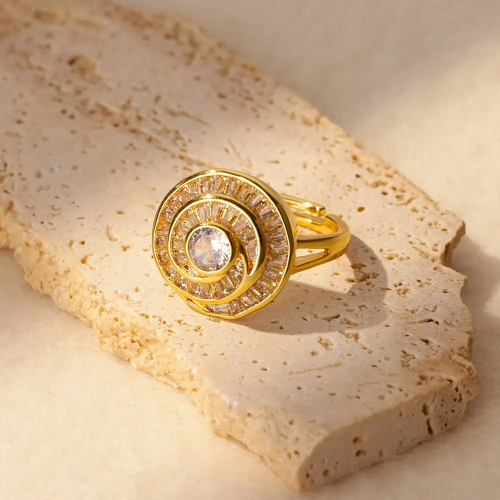 Zirconia Flower Open Ring